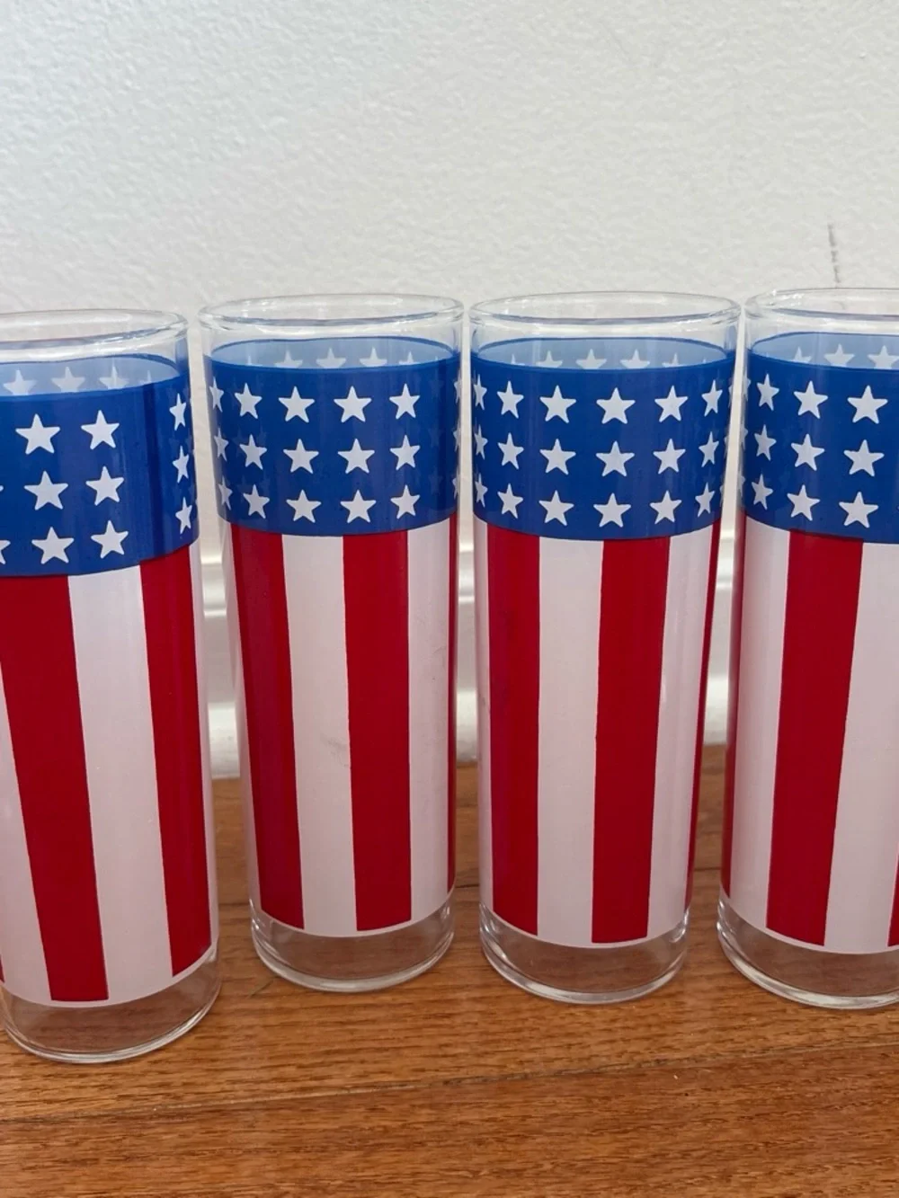 Patriotic Red White and Blue Tall Drinking Glasses - Set of 4